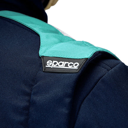 Sparco Sprint Advanced asymmetric overall dark blue petrol green 106448DBGR back