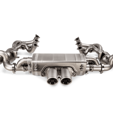 Akrapovic 992 GT3 titanium headers detail