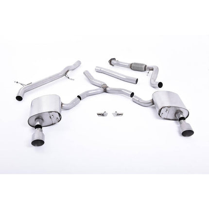 Milltek SSXAU617 Cat-Back Exhaust with Brushed Titanium GT-100 Tips for Audi A4 B9 2.0 TFSI Quattro Non-OPF (2016+)