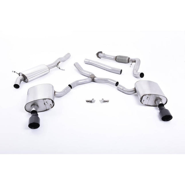 Milltek SSXAU611 Cat-Back Exhaust with Cerakote Black GT-100 Tips for Audi A4 B9 2.0 TFSI Quattro (2016+)