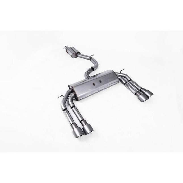 Milltek SSXAU548 Cat-Back Quad GT100 Exhaust with Brushed Titanium Tips for Audi S3 Saloon and Cabrio 8V