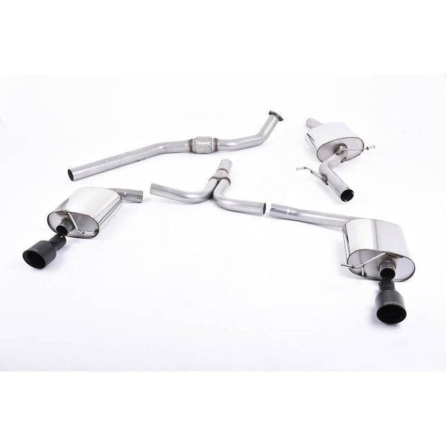 Milltek SSXAU436 Cat-Back Exhaust with Cerakote Black Tips for Audi A4 B8 2.0 TFSI