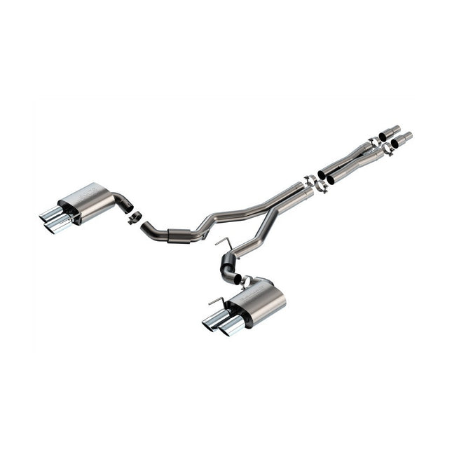 Borla 140969 S-Type Cat-Back Exhaust with Bright Chrome Quad Tips for Ford Mustang GT 5.0 V8 (2024-2026)