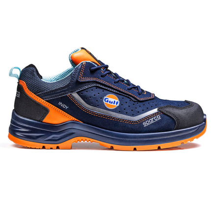 Sparco Indy Meteor Gulf S1PS Mechanics Shoes - Navy Blue/Fluo Orange