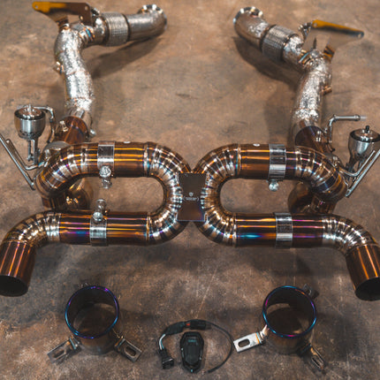 Valvetronic Designs Titanium Valved Sport Exhaust System for Ferrari F8 Tributo and F8 Spider (FER.F8.VSES.TI)