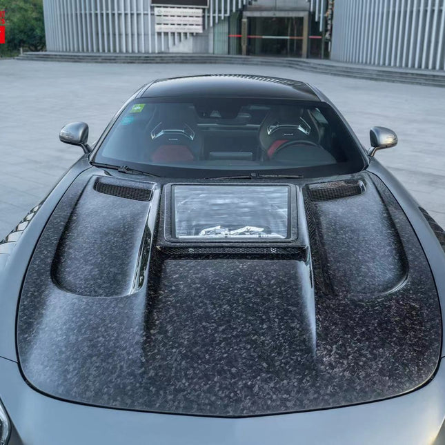 CMST Black Series Style Carbon Fiber Hood with Clear View Glass for Mercedes-AMG GT / GT S / GT C / GT R C190, image 1
