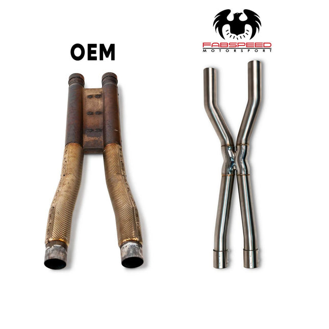 Fabspeed Ferrari Purosangue Mid-Pipe X-Pipe comparison