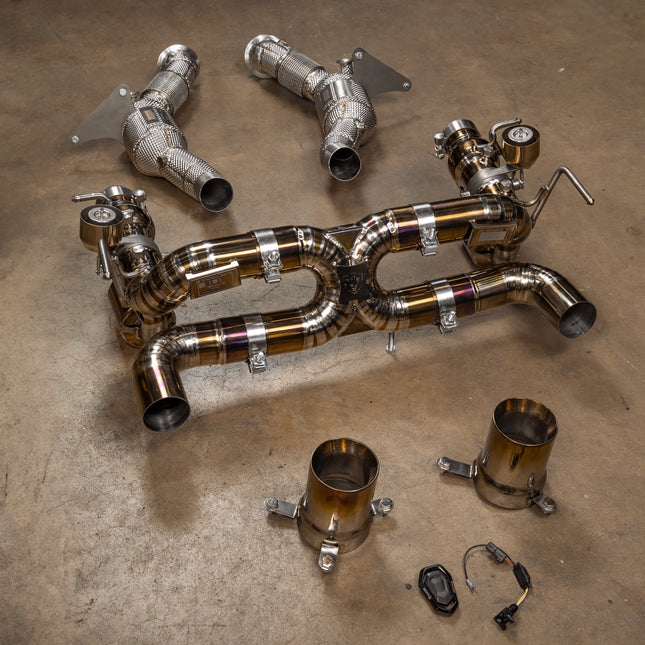 Valvetronic Designs Titanium Valved Sport Exhaust System for Ferrari F8 Tributo and F8 Spider (FER.F8.VSES.TI)