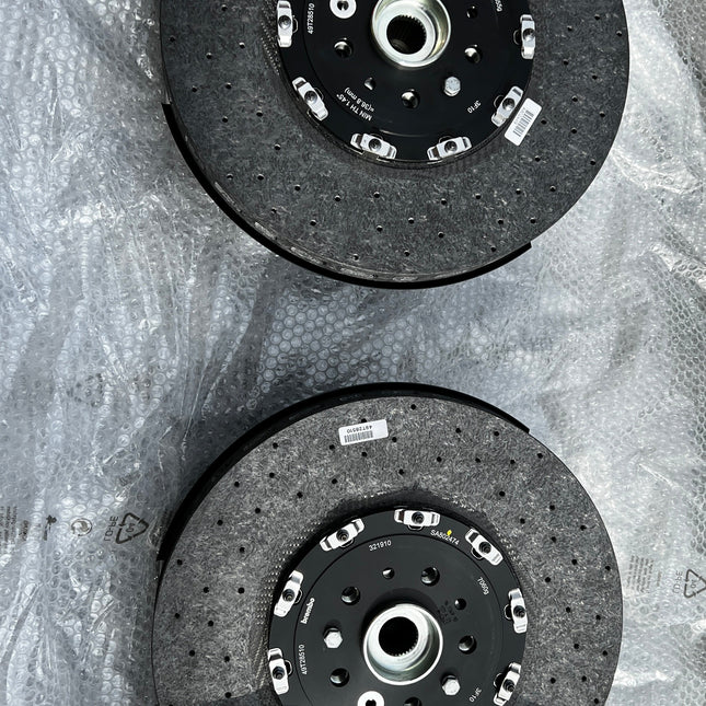 Ferrari F8 Tributo / 488 GTB Spider Brake Set Complete, Ceramic, Red Caliper, OEM, Part Numbers: 785609, 785828, 879837, 879845