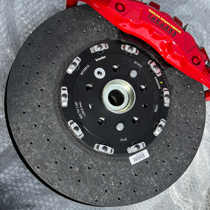 Ferrari F8 Tributo / 488 GTB Spider Brake Set Complete, Ceramic, Red Caliper, OEM, Part Numbers: 785609, 785828, 879837, 879845
