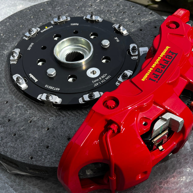 Ferrari F8 Tributo / 488 GTB Spider Brake Set Complete, Ceramic, Red Caliper, OEM, Part Numbers: 785609, 785828, 879837, 879845