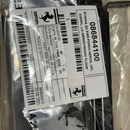 Ferrari 488 F8 Complete Aerodynamic Floor Bracket, Left Hand, OEM, Part Number: 86844100