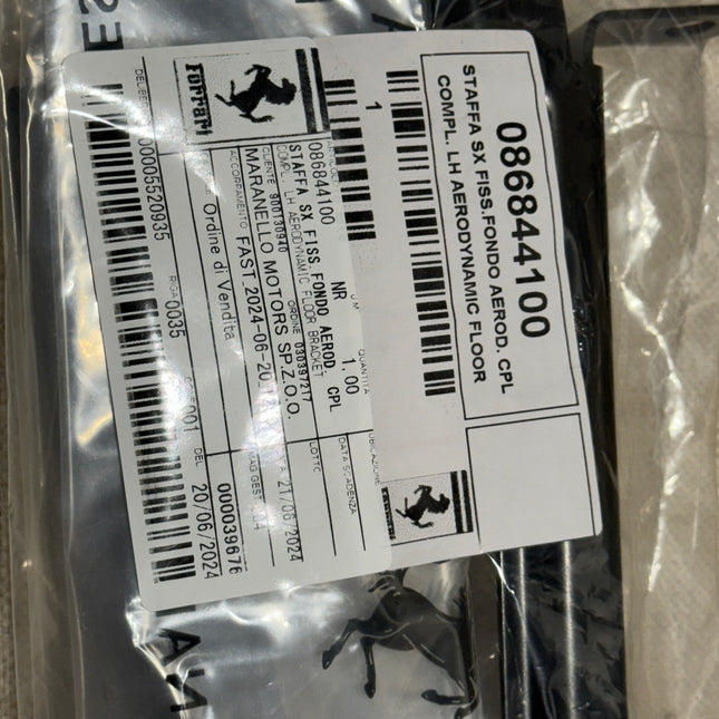 Ferrari 488 F8 Complete Aerodynamic Floor Bracket, Left Hand, OEM, Part Number: 86844100