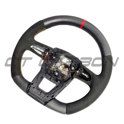 Lamborghini Urus Alcantara steering wheel orange stitching detail