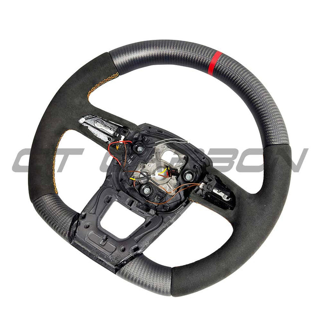 Lamborghini Urus Alcantara steering wheel orange stitching detail