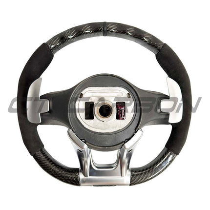 Mercedes-AMG Alcantara Carbon Fibre Steering Wheel BENZFBACPB centre badge view