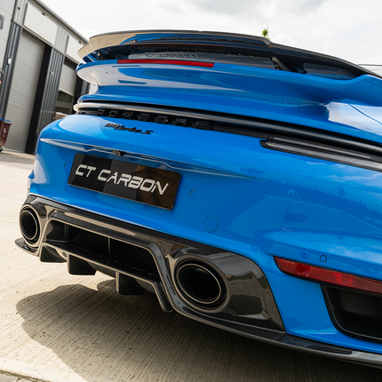 Porsche 992 Turbo S carbon fibre rear wing detail