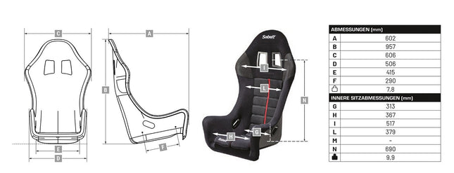 Sabelt Titan Max Racing Seat with Steel Mounting Console, view 2