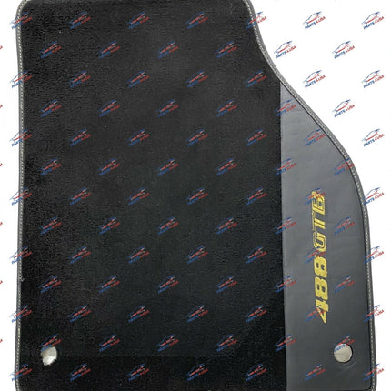 Ferrari 488 GTB Floor Mats, Black with Yellow Stitching, Left and Right, OEM