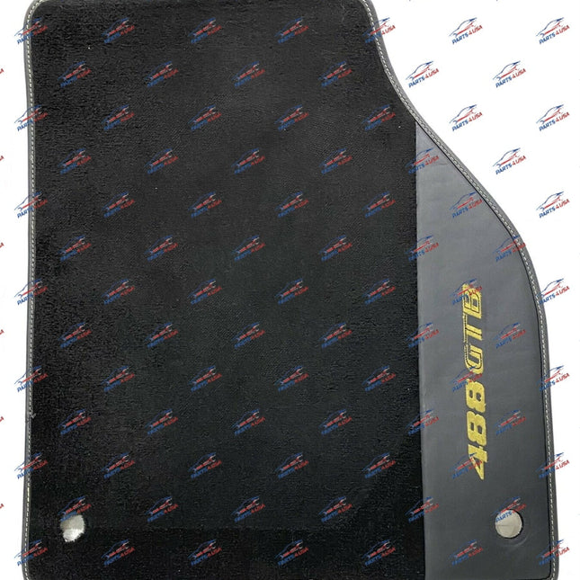 Ferrari 488 GTB Floor Mats, Black with Yellow Stitching, Left and Right, OEM