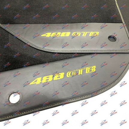 Ferrari 488 GTB Floor Mats, Black with Yellow Stitching, Left and Right, OEM