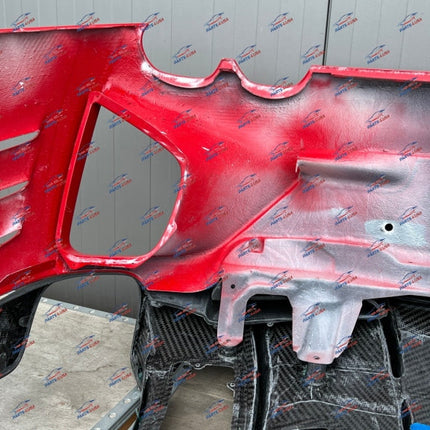 Ferrari 812 Competizione Rear Bumper with Diffuser, Carbon Fiber, Red, OEM, Part Number: 985851642