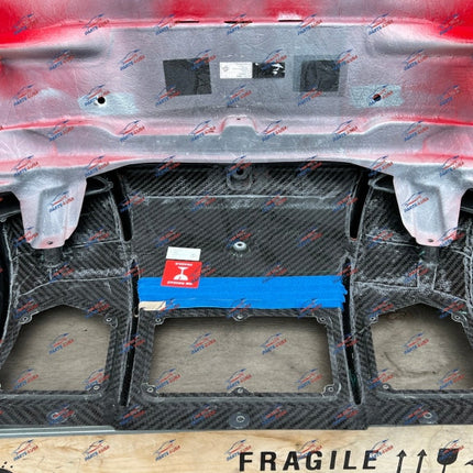 Ferrari 812 Competizione Rear Bumper with Diffuser, Carbon Fiber, Red, OEM, Part Number: 985851642