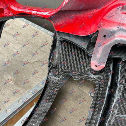 Ferrari 812 Competizione Rear Bumper with Diffuser, Carbon Fiber, Red, OEM, Part Number: 985851642
