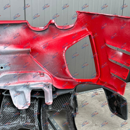 Ferrari 812 Competizione Rear Bumper with Diffuser, Carbon Fiber, Red, OEM, Part Number: 985851642