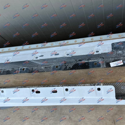 Ferrari F8 Tributo Side Skirt, Carbon Fiber, Left + Right, Primed, OEM, Part Numbers: 985881796/985881797