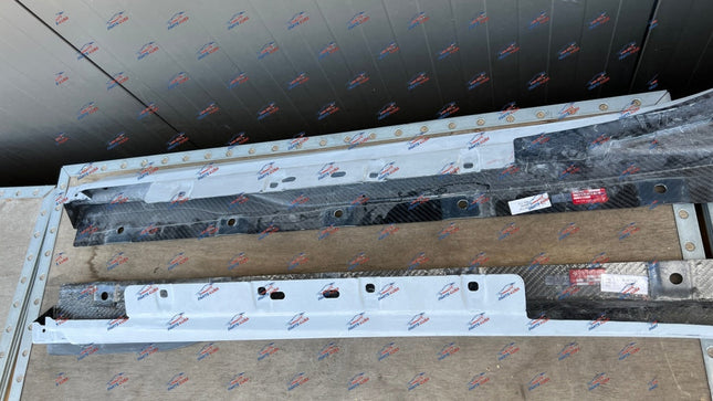 Ferrari F8 Tributo Side Skirt, Carbon Fiber, Left + Right, Primed, OEM, Part Numbers: 985881796/985881797