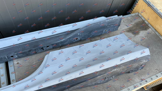 Ferrari F8 Tributo Side Skirt, Carbon Fiber, Left + Right, Primed, OEM, Part Numbers: 985881796/985881797
