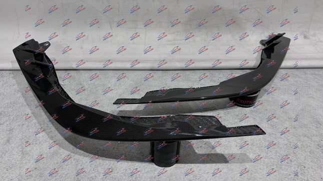 Ferrari F8 Tributo Spider Front Lip Carbon Fiber, Left + Right, OEM, Part Numbers: 985890504/985890503