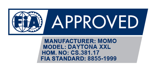 MOMO Daytona EVO XXL FIA homologation label