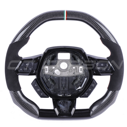Lamborghini Huracan custom steering wheel Alcantara stitching detail