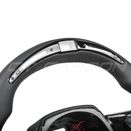 Lamborghini Huracan Leather Carbon Fibre LED Flat Bottom Steering Wheel detail