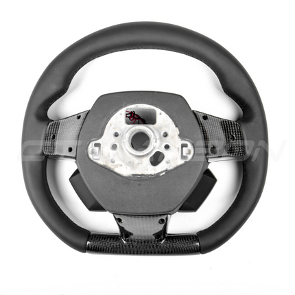 Lamborghini Huracan Leather Carbon Fibre LED Flat Bottom Steering Wheel installed