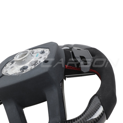 Lamborghini Huracan Leather Carbon Fibre LED Flat Bottom Steering Wheel carbon fibre bottom