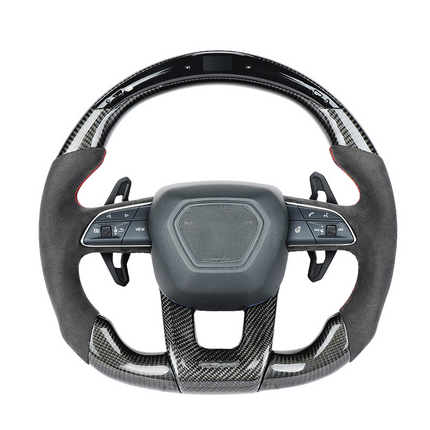Lamborghini Urus Carbon Fibre Alcantara LED Flat Bottom Custom Steering Wheel front view