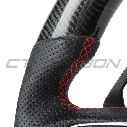 Lamborghini Urus carbon fibre leather flat bottom steering wheel detail