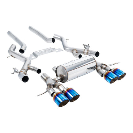 Milltek SSXBM1304 Secondary Cat-Back Exhaust 3" (Blue Titanium GT-115 Trims) for BMW M2 (G87) Non-OPF/GPF
