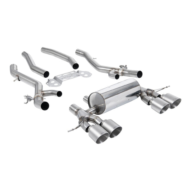 Milltek SSXBM1319 Secondary Cat-Back Exhaust 3.15" (Brushed Titanium GT-115 Trims) for BMW M3 (G80/G81) / M4 (G82)