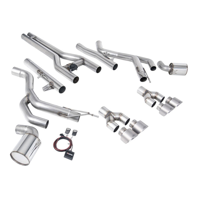 Milltek Sport Front Pipe-Back Exhaust with Brushed Titanium GT-100 Tips for Dodge Challenger SRT Hellcat 2015 to 2022 (SSXDOD103)