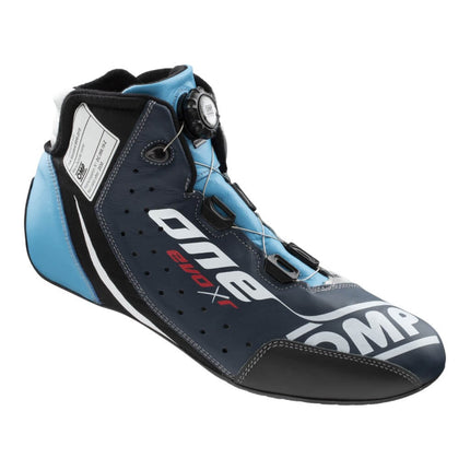 OMP ONE EVO X-R Racing Shoes - Blue/Silver/Cyan