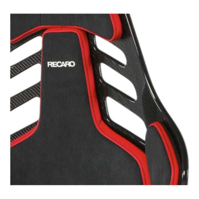 Recaro Podium CF Racing Seat Right Side FIA 8855-1999 Black Alcantara Red Leather Size L (078.32.2B22)