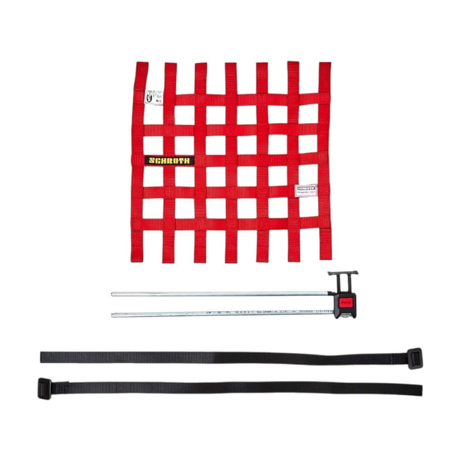 Schroth Left Window Net with Hardware 525 x 467mm Red SFI FIA (09045-2)